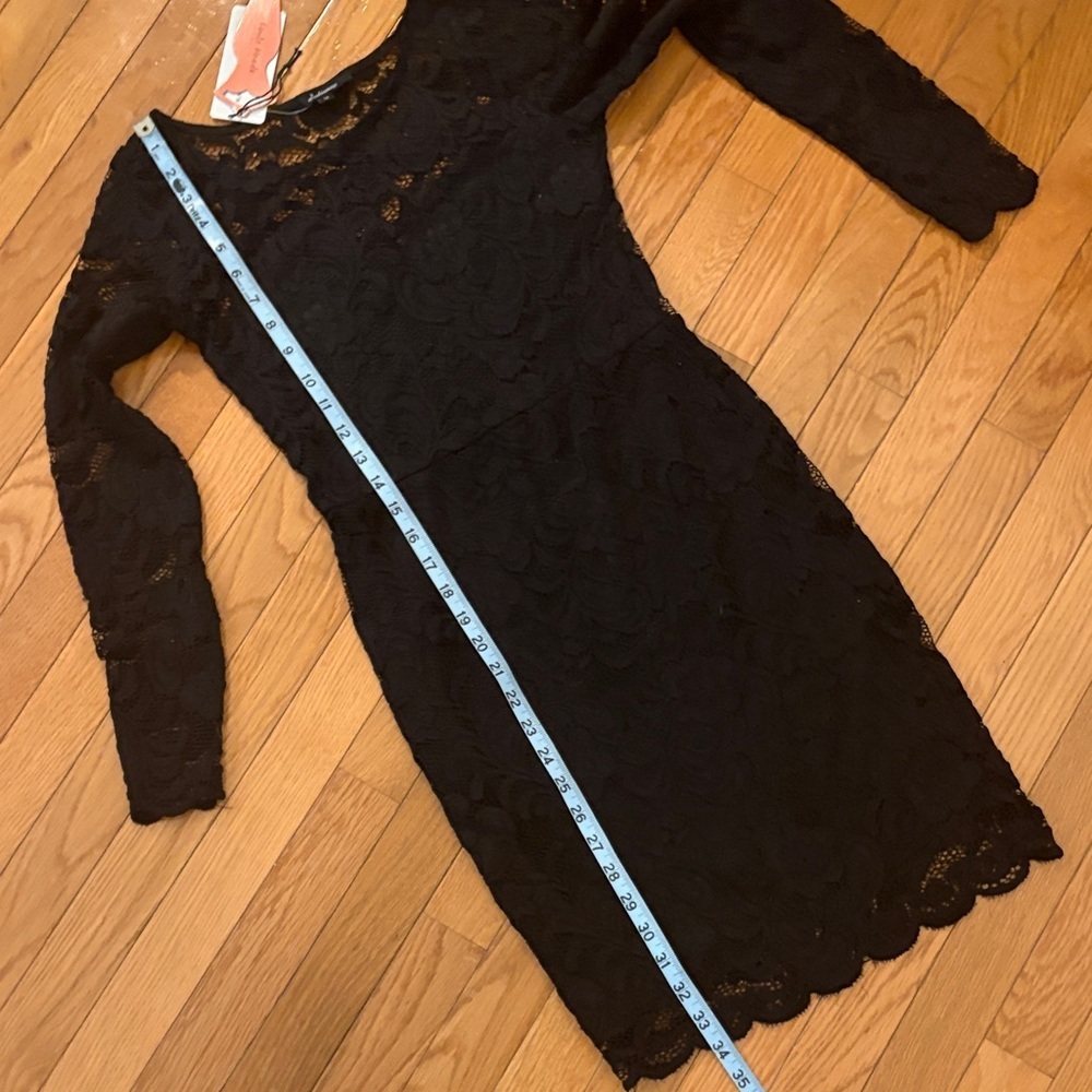 Haute Monde Black Lace Long Sleeve Dress - Picture 5 of 5